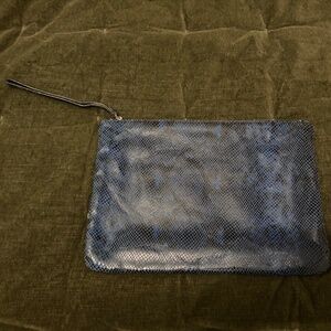 Large Blue Snakeskin Pattern Wristlet/Clutch/Pouch NWOT